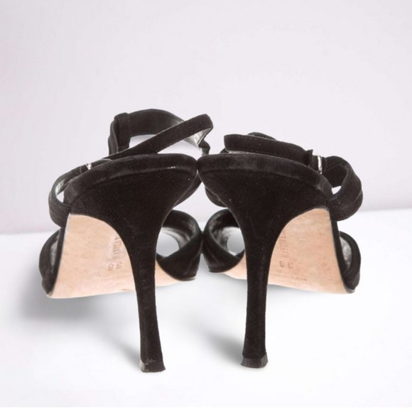 Manolo Blahnik Suede T-Strap Sandals Heels - Picture 12 of 13